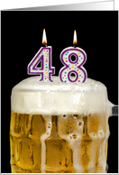 Polka Dot Candles for 48th Birthday in Beer Mug on Black card