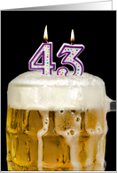 Polka Dot Candles for 43rd Birthday in Beer Mug on Black card