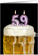 Polka Dot Candles for 59th Birthday in Beer Mug on Black card