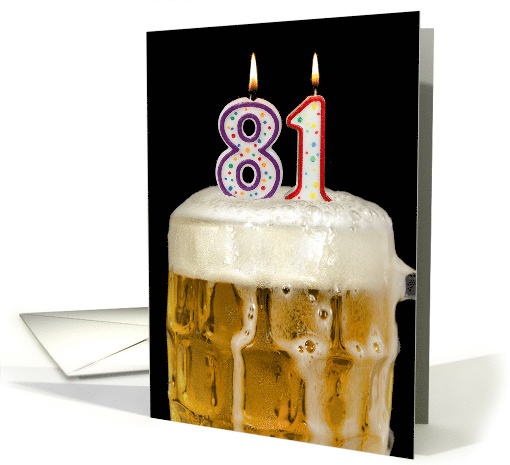 Polka Dot Candles for 81st Birthday in Beer Mug on Black card