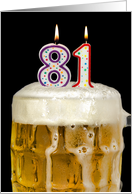 Polka Dot Candles for 81st Birthday in Beer Mug on Black card