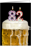 Polka Dot Candles for 82nd Birthday in Beer Mug on Black card