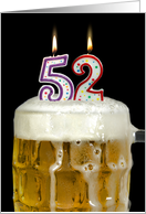 Polka Dot Candles for 52nd Birthday in Beer Mug on Black card