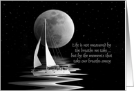 sail boat and full moon with inspirational quote card
