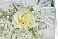 Wedding Congratulations white rose bouquet with pearls card