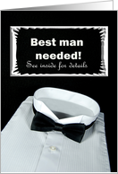 Best Man request-tuxedo shirt with black bow tie card