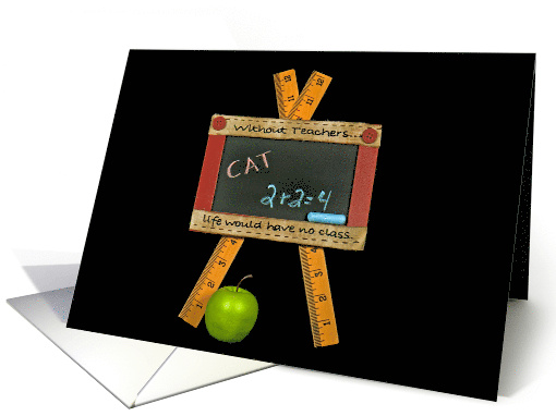 Back To School For Teacher, Black Chalkboard With Green Apple card