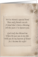 Matron of Honor request-poem on daisy background card