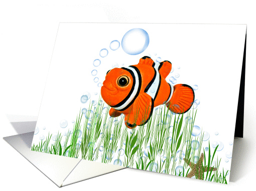 Birthday for child with clown fish, starfish and bubbles card (574287)