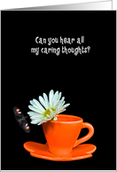 Thinking of You, Butterfly On White Daisy In Orange Teacup card