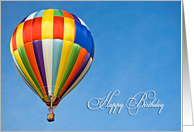 hot air balloon in bright blue blue sky card