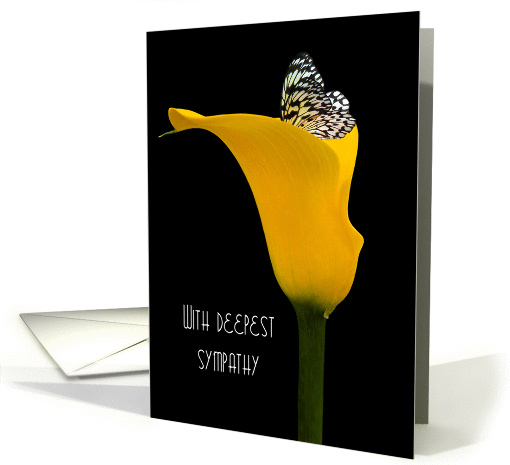 deepest sympathy with butterfly in yellow calla lily card (641918)