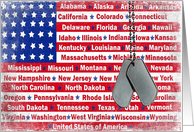 Veterans Day-American flag with military dog tags card