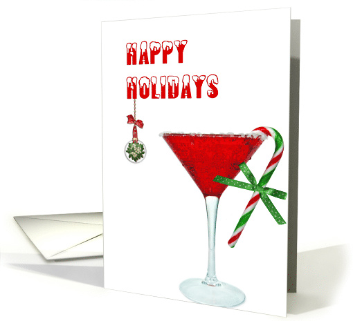Christmas cocktail with candy cane and mistletoe card (694380)