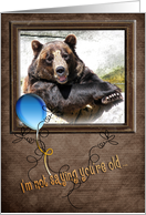 Birthday-smiling bear with blue balloon card