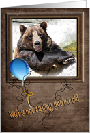 Birthday from couple smiling bear with blue balloon card