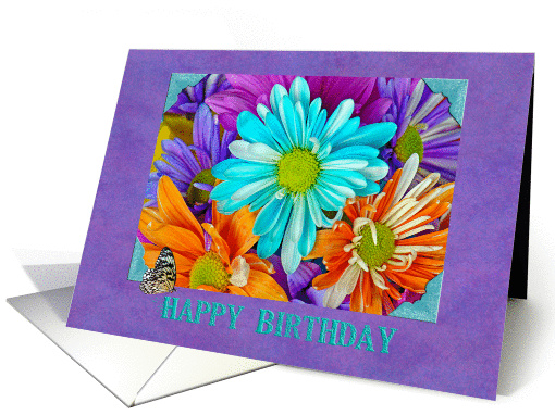 Birthday-close up of colorful daisies card (766371)