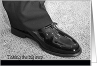 Usher request-groom’s shoe on carpet card