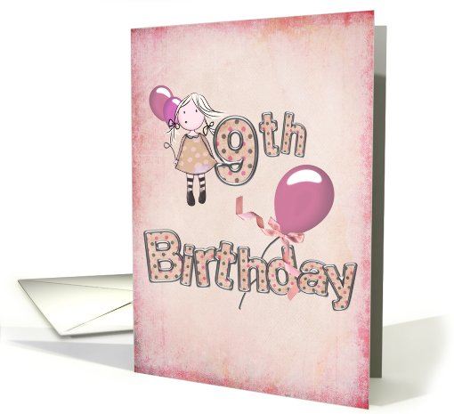 birthday party-girl-9th birthday,invitation card (781886)