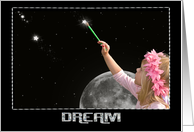 Little Girl Painting The Night Sky With Stars For Birthday card