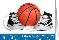 New Baby Boy basketball with sneakers on white card