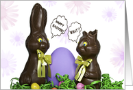 Chocolate Easter Bunny With Purple Egg card