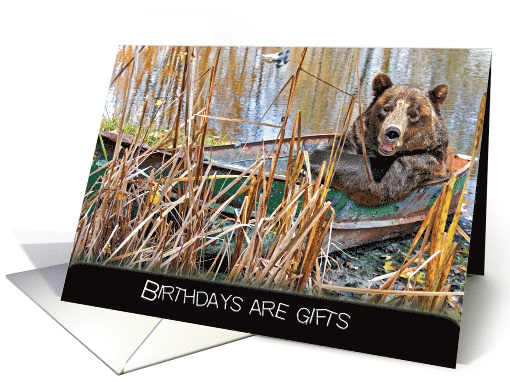 Bear In Rusty Rowboat for Birthday Humor card (803354)
