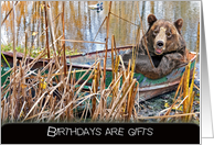 Bear In Rusty Rowboat for Birthday Humor card