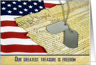 Veterans Day Military Dog Tags on the USA Constitution card