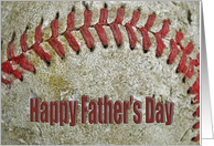 Father’s Day for Son, close up of old baseball with red stitching card