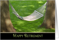 Dad’s Retirement-hammock between two oak trees card