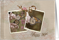 90th birthday for grandma, monarch butterfly on flowers card