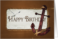 Nautical Birthday anchor with rope and seagull card