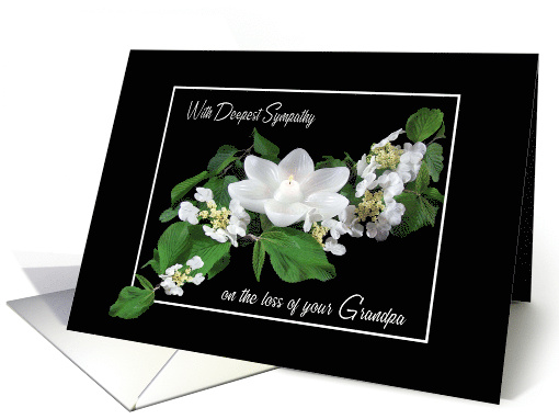 Loss of Grandpa Sympathy with Lotus Candle and Dogwood Flowers card