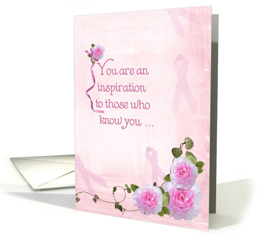 for breast cancer survivor with pink ribbons and roses card (845953)