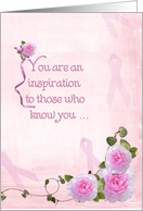 for breast cancer survivor with pink ribbons and roses card