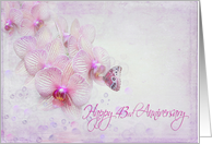 43rd anniversary butterfly on pink orchid with bubbles card