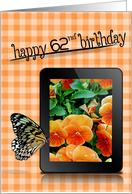 62nd birthday, butterfly, pansy, flower card