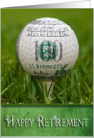 retirement golf ball on a tee in grass card