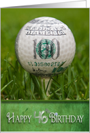 46th birthday, golf ball with 100 dollar design card