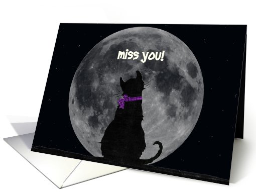 cat, moon, Miss You, silhouette, love card (872656)