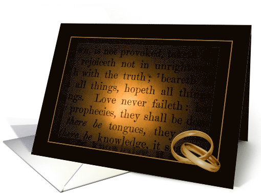 friend's wedding, gold wedding rings on Bible verse with frame card