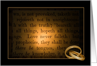 friend’s wedding, gold wedding rings on Bible verse with frame card