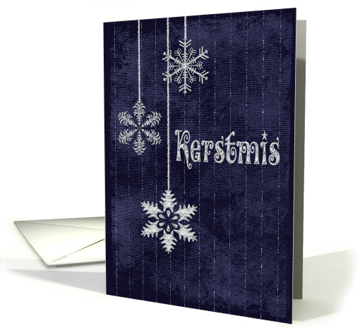 Dutch Christmas diamond snowflakes on silver pinstripes card (888182)