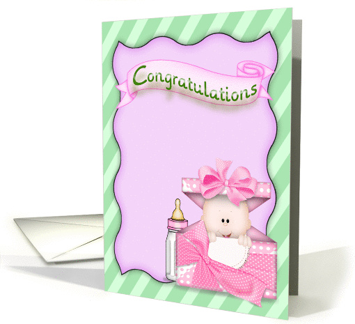 new Granddaughter Congratulations-baby girl in box with banner card