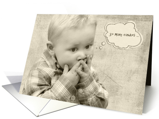 Brother's birthday with humorous little boy in sepia card (896150)