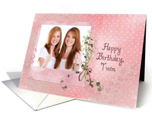 Twin Sister's Birthday lily of the valley bouquet photo card (898056)