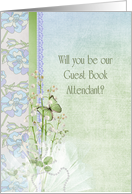 Guest Book Attendant, singer, lily of the valley, wedding, butterfly card