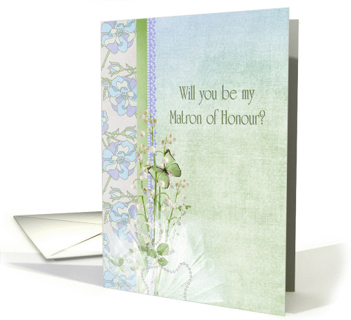 Matron of Honour, lily of the valley, wedding, butterfly card (900188)