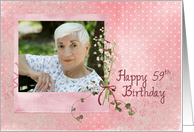 59th Birthday photo card with lily of the valley bouquet on pin dots card